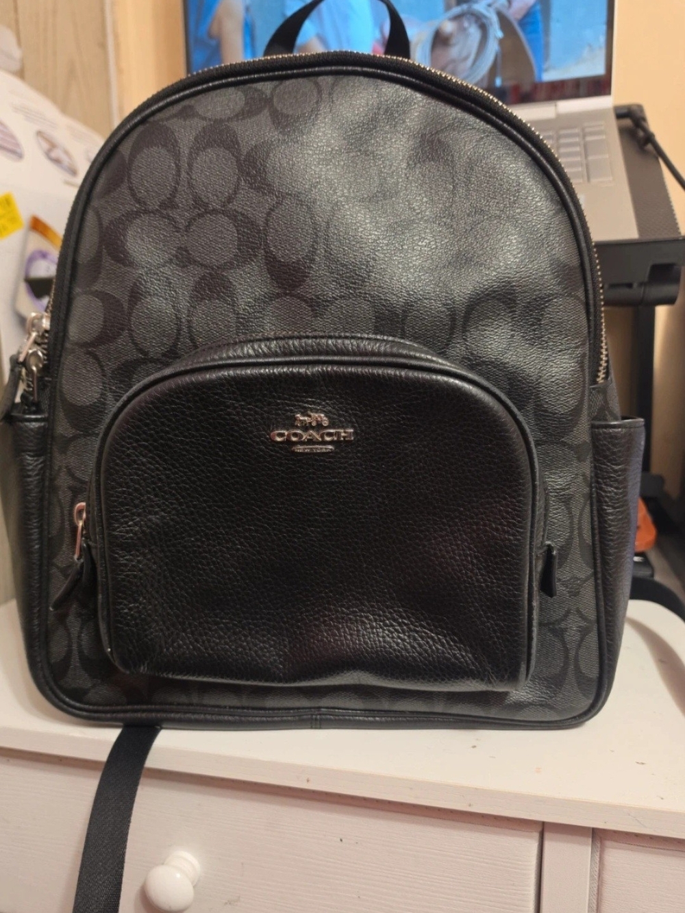 Coach Men's Black Signature Backpack